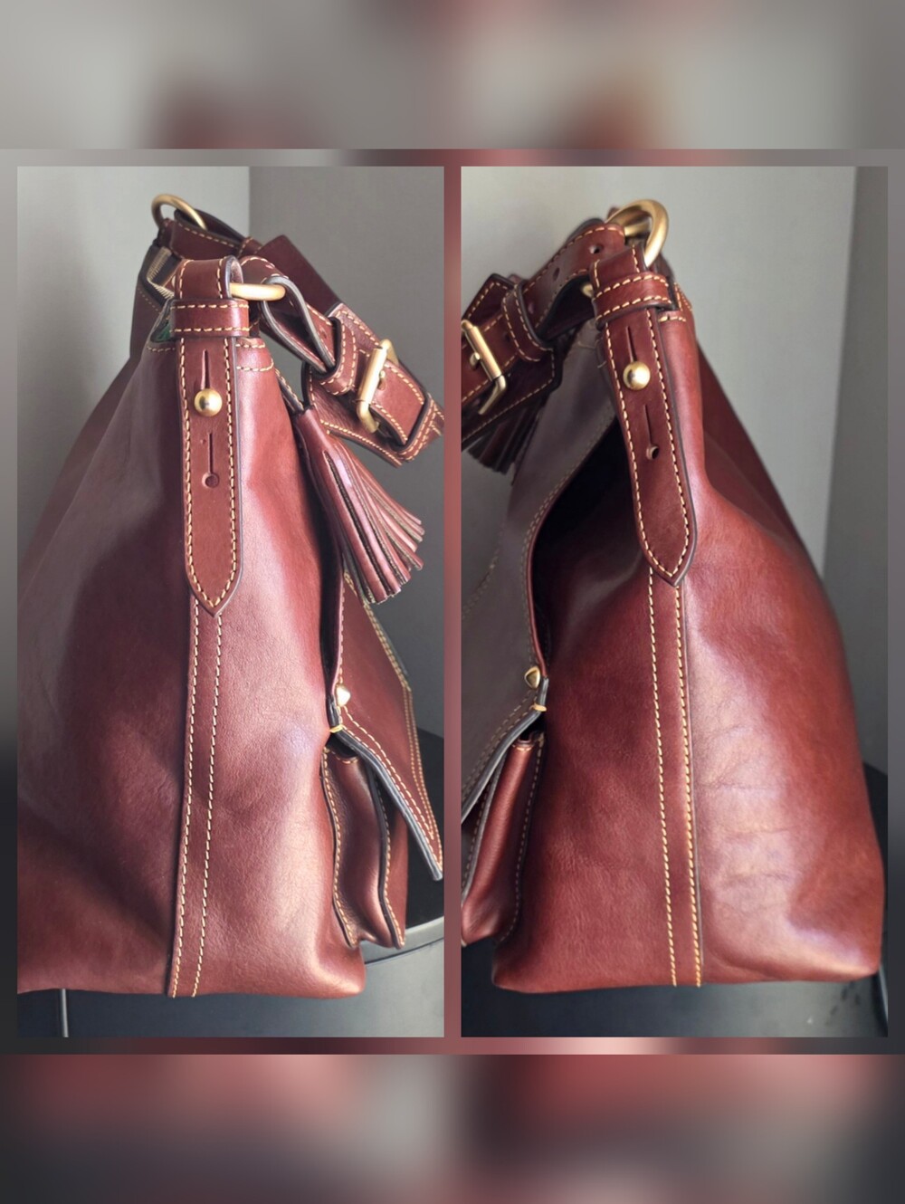 Dooney & Bourke Kingston Florentine Leather Hobo Bag EUC - Picture 8 of 16